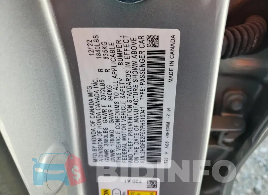 2HGFE2F57PH510041 Photo# 13