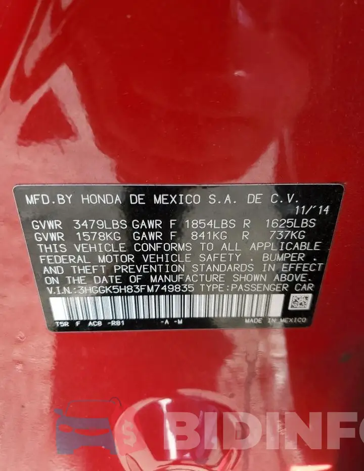 3HGGK5H83FM749835 Photo# 12