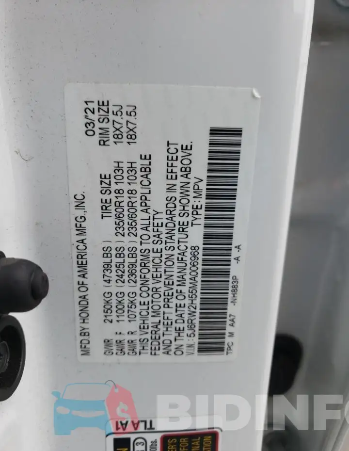 5J6RW2H55MA006968 Photo# 12