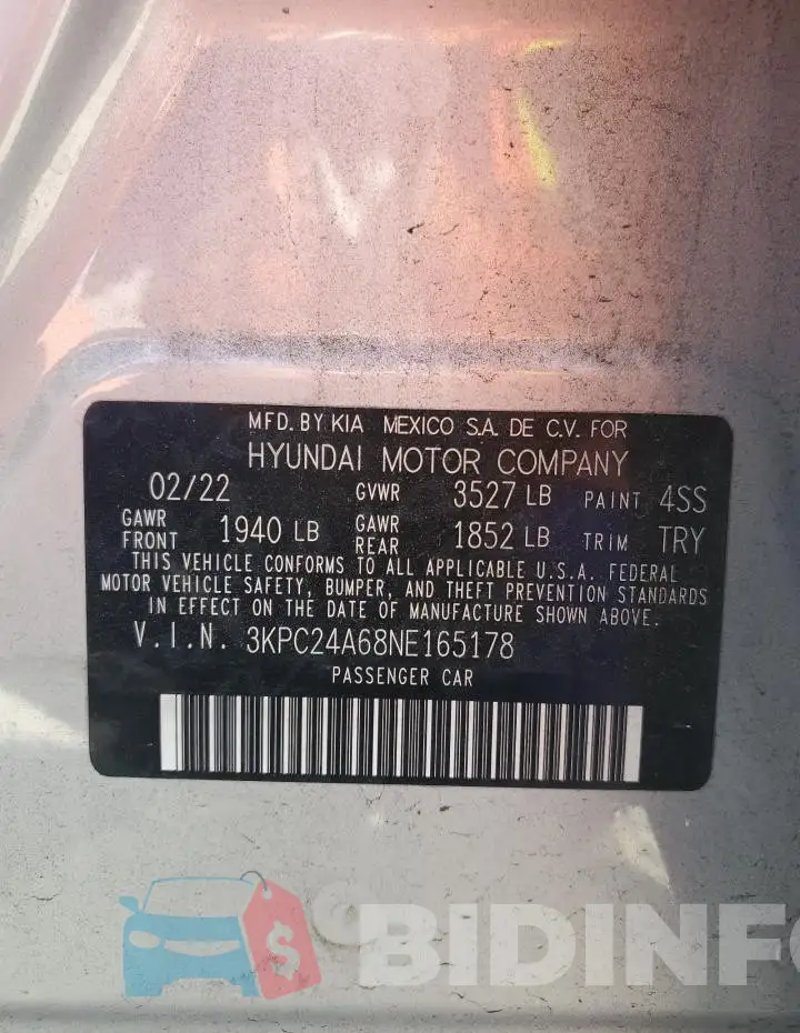 3KPC24A68NE165178 Photo# 13
