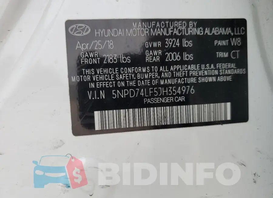 5NPD74LF5JH354976 Photo# 13
