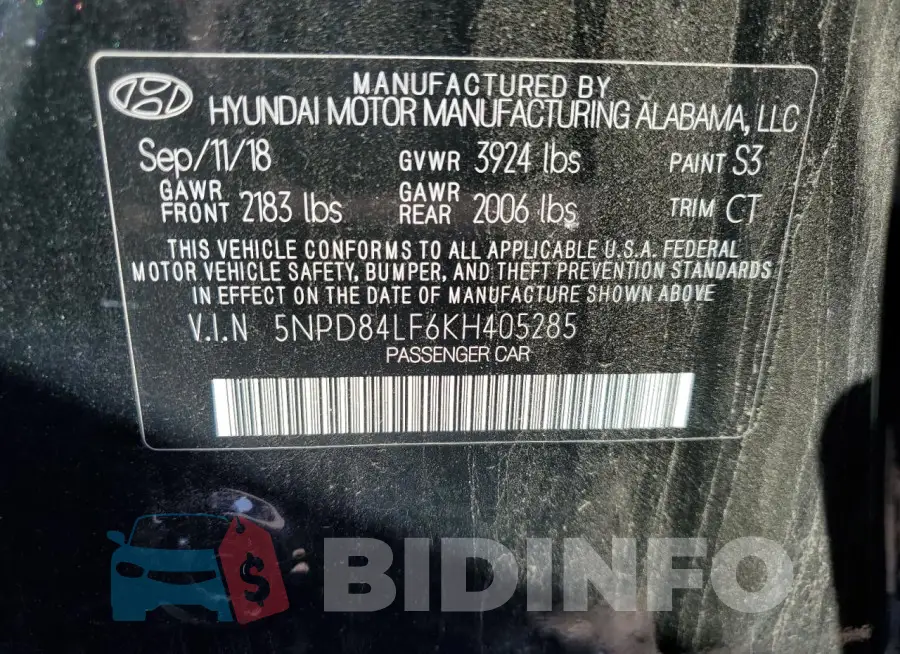 5NPD84LF6KH405285 Photo# 12