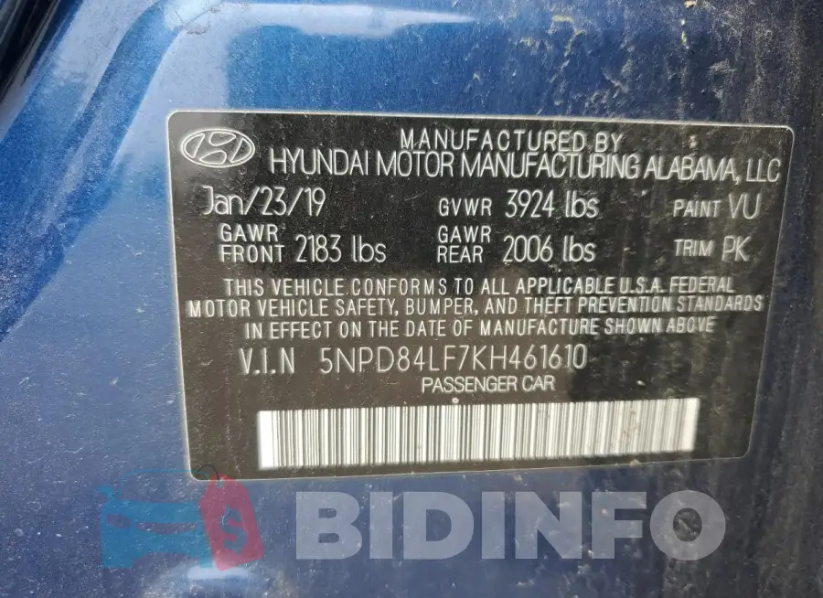 5NPD84LF7KH461610 Photo# 12
