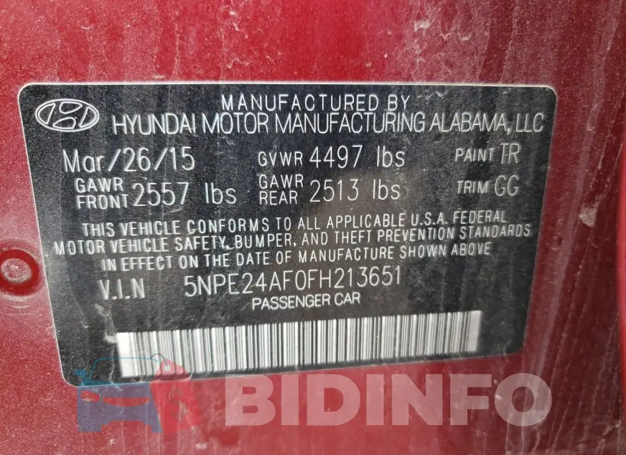 5NPE24AF0FH213651 Photo# 12