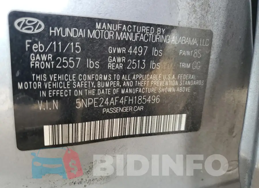 5NPE24AF4FH185496 Photo# 12
