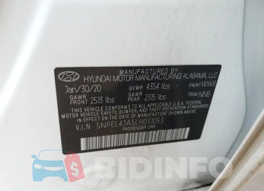 5NPEL4JA5LH031053 Photo# 12