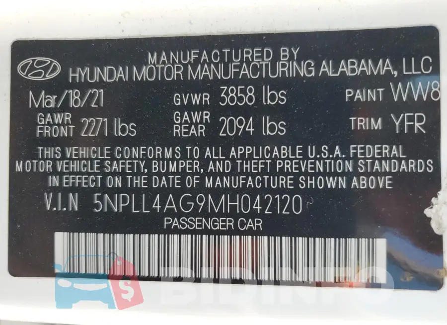 5NPLL4AG9MH042120 Photo# 13