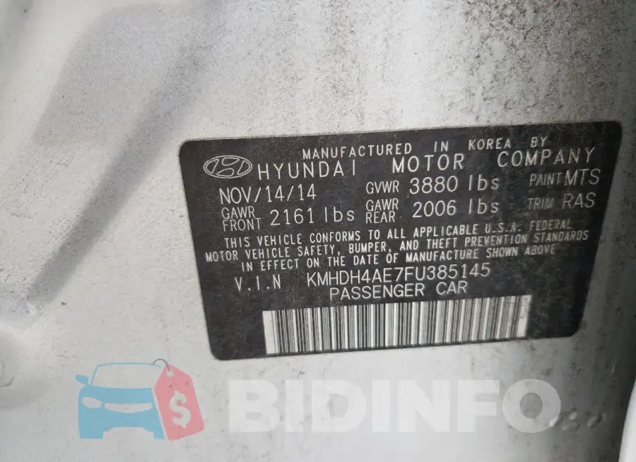 KMHDH4AE7FU385145 Photo# 13