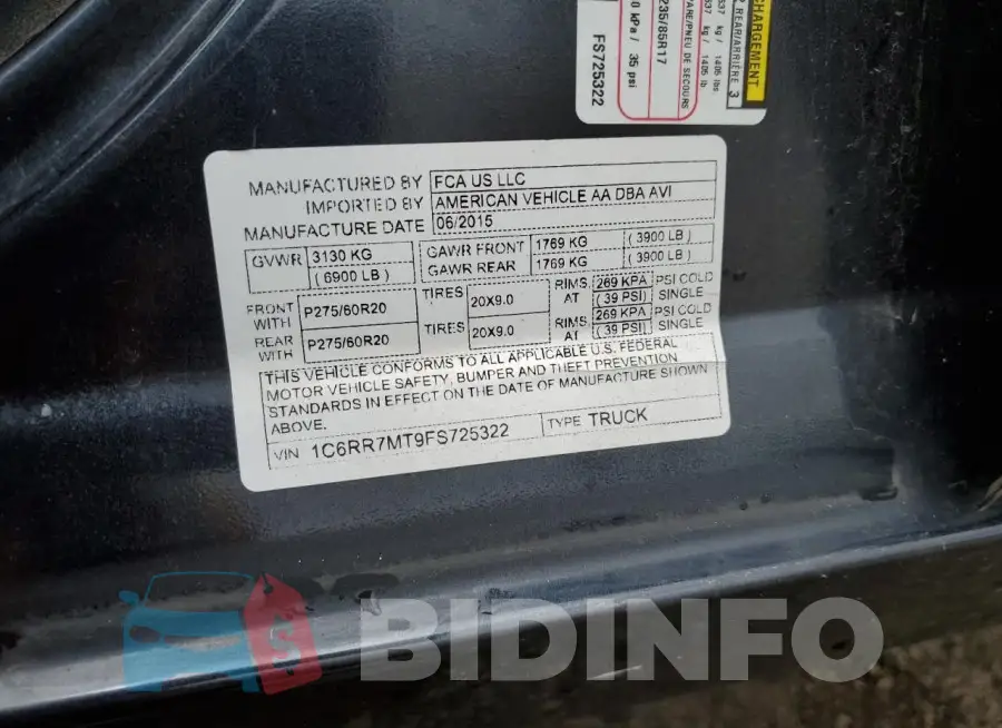 1C6RR7MT9FS725322 Photo# 12