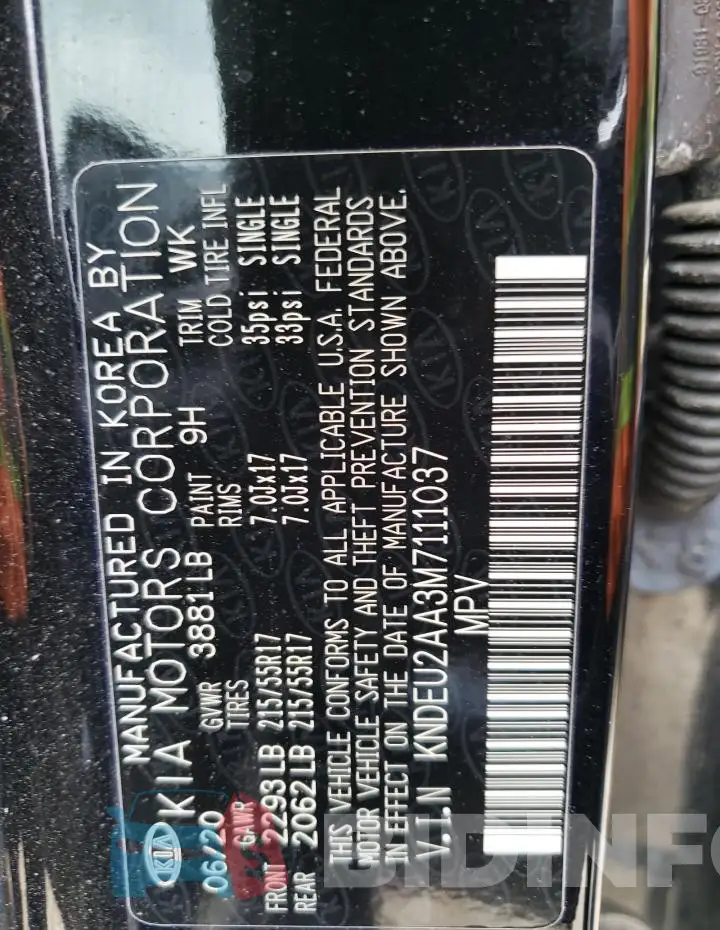 KNDEU2AA3M7111037 Photo# 14