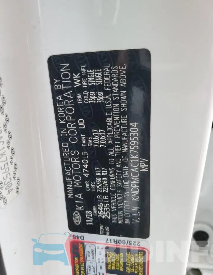 KNDPMCAC1K7595304 Photo# 13