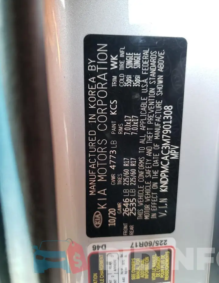 KNDPMCAC3M7901308 Photo# 12