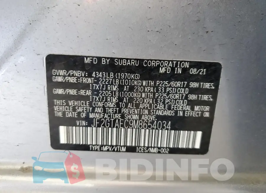 JF2GTAEC9M8654034 Photo# 13