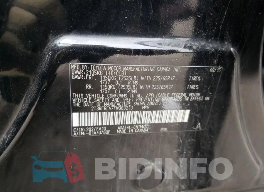 2T3RFREV7FW383213 Photo# 14