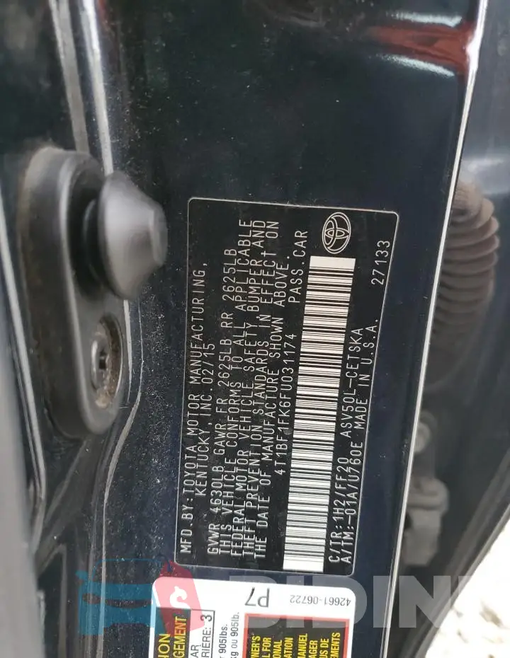 4T1BF1FK6FU031174 Photo# 12
