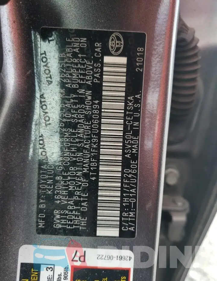 4T1BF1FK9FU060894 Photo# 12