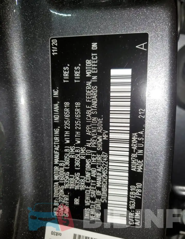 5TDHBRCH2MS522487 Photo# 13