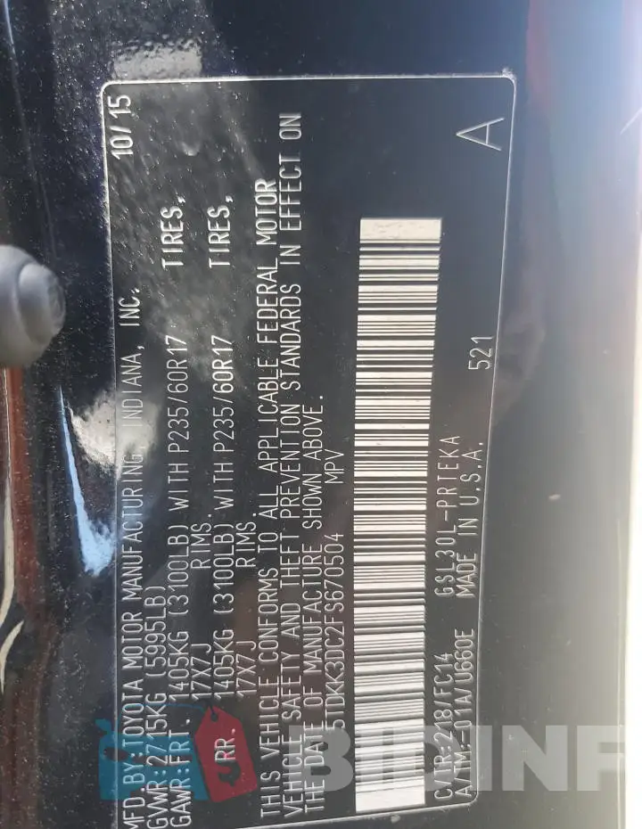 5TDKK3DC2FS670504 Photo# 12