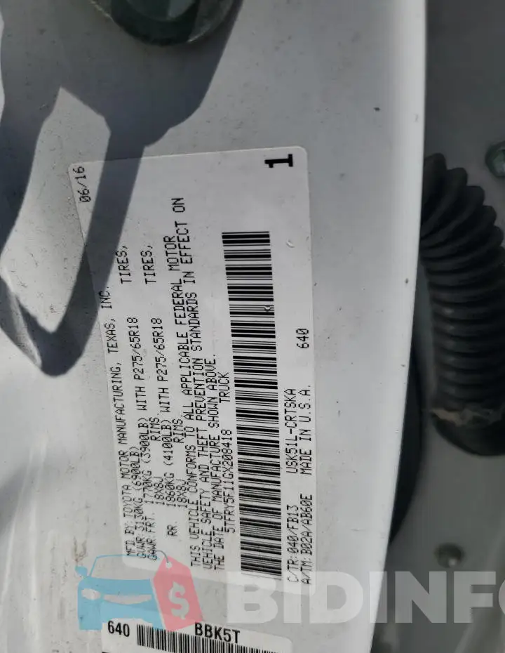 5TFRY5F11GX208418 Photo# 12
