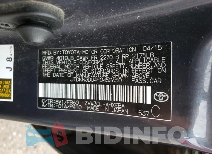 JTDKN3DU4F0452650 Photo# 12