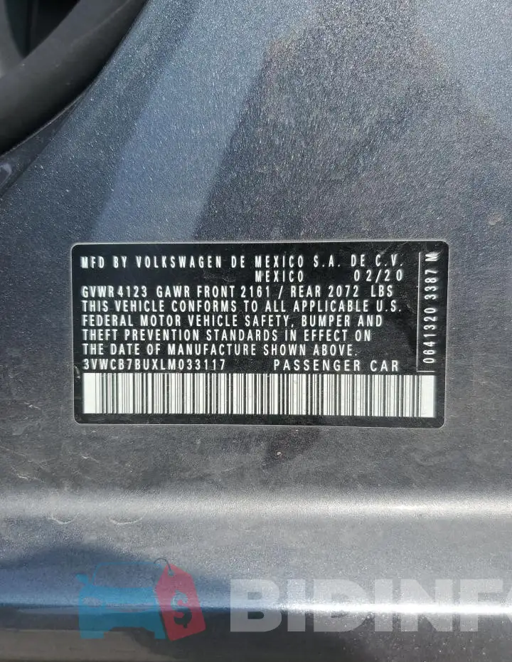 3VWCB7BUXLM033117 Photo# 12