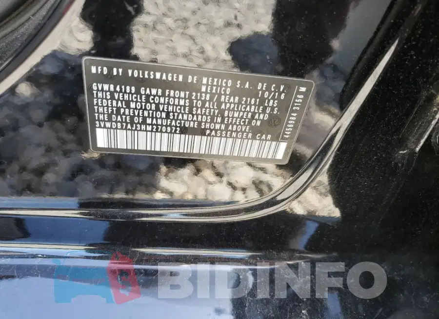 3VWDB7AJ3HM270972 Photo# 12