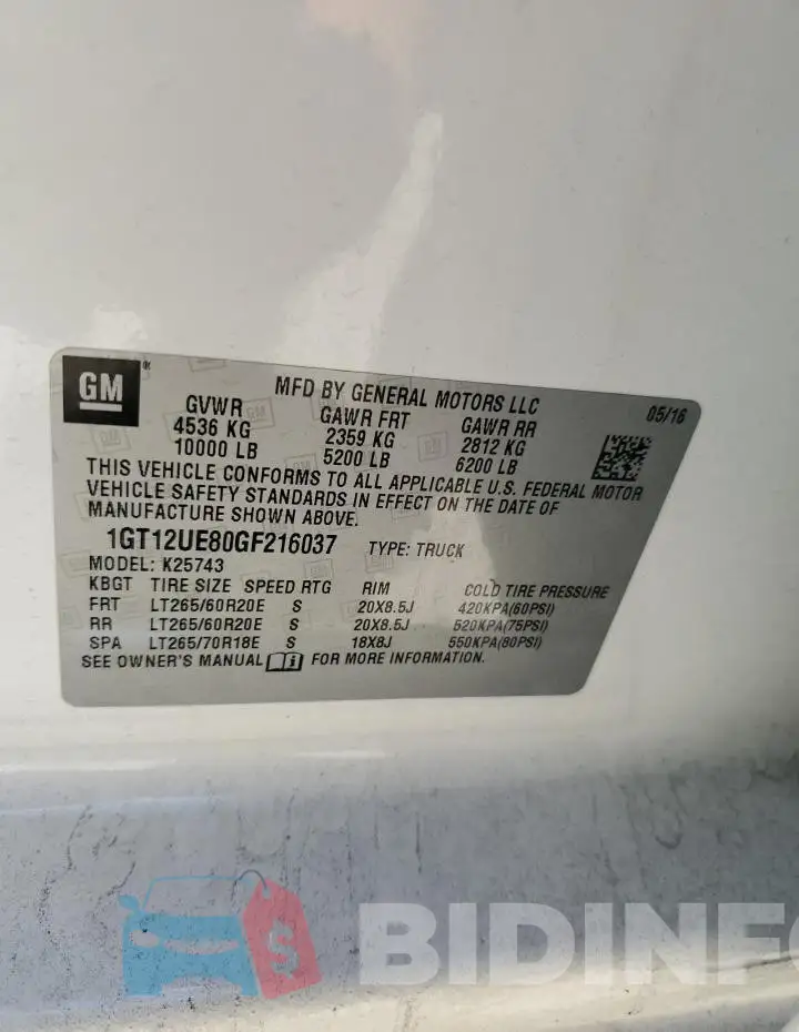 1GT12UE80GF216037 Photo# 12