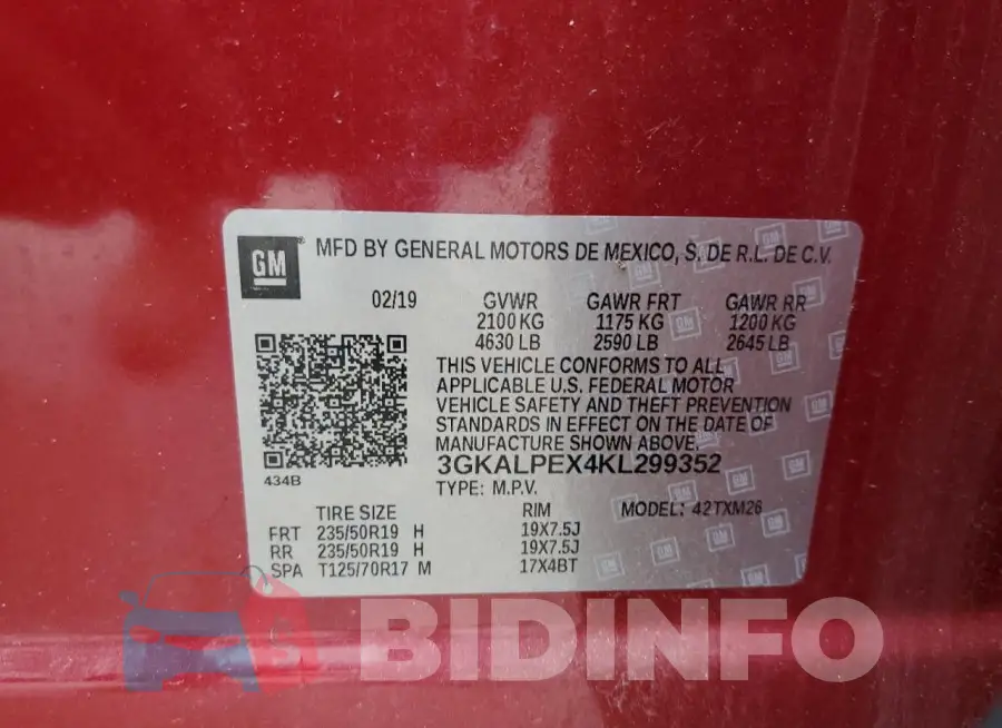 3GKALPEX4KL299352 Photo# 13