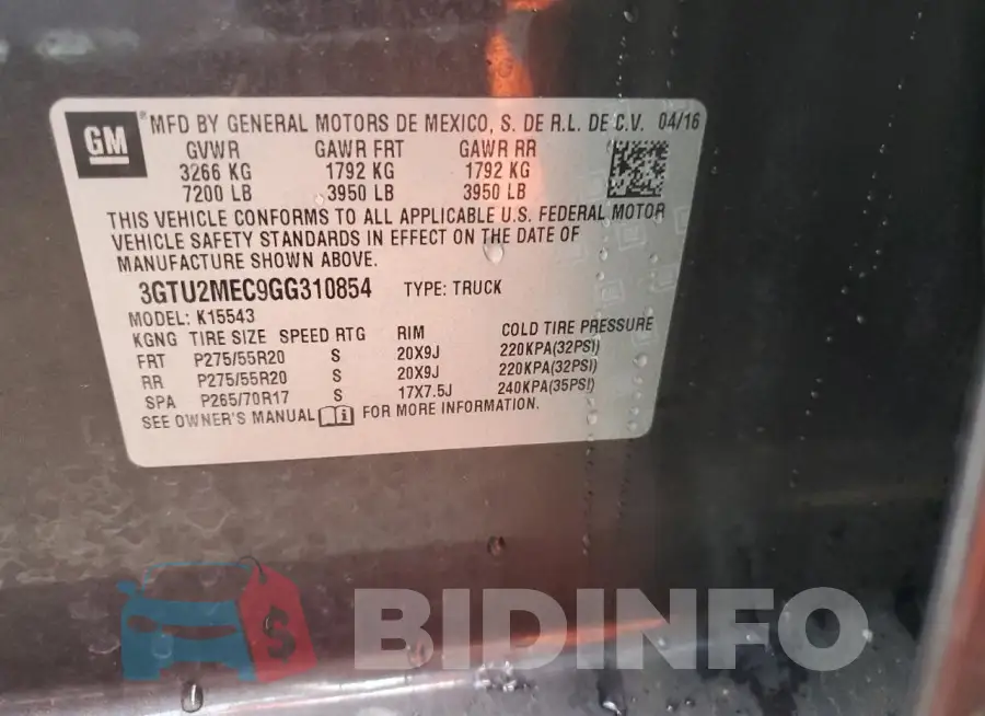 3GTU2MEC9GG310854 Photo# 12