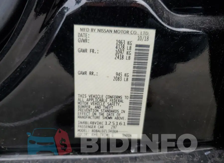 1N4BL4BV1KC125161 Photo# 12