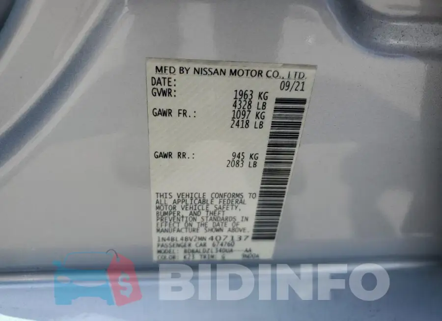 1N4BL4BV2MN407137 Photo# 12