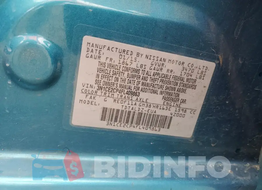 3N1CE2CP4FL409863 Photo# 12