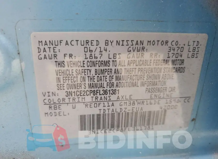3N1CE2CP8FL361381 Photo# 12