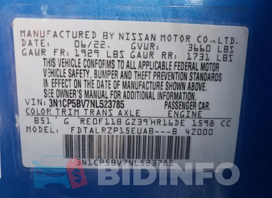 3N1CP5BV7NL523785 Photo# 12