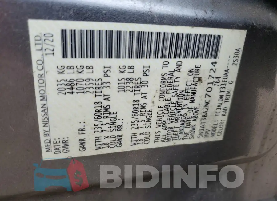5N1AT3BA2MC701724 Photo# 14