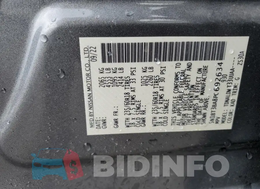 5N1BT3BA8PC692634 Photo# 12