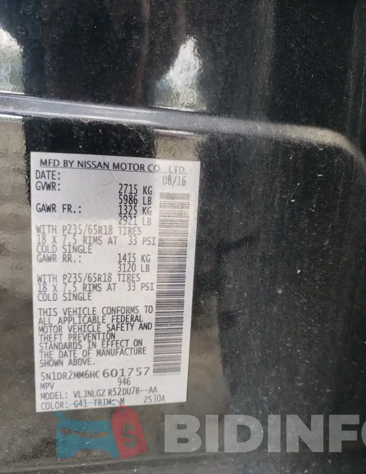 5N1DR2MM6HC601757 Photo# 14