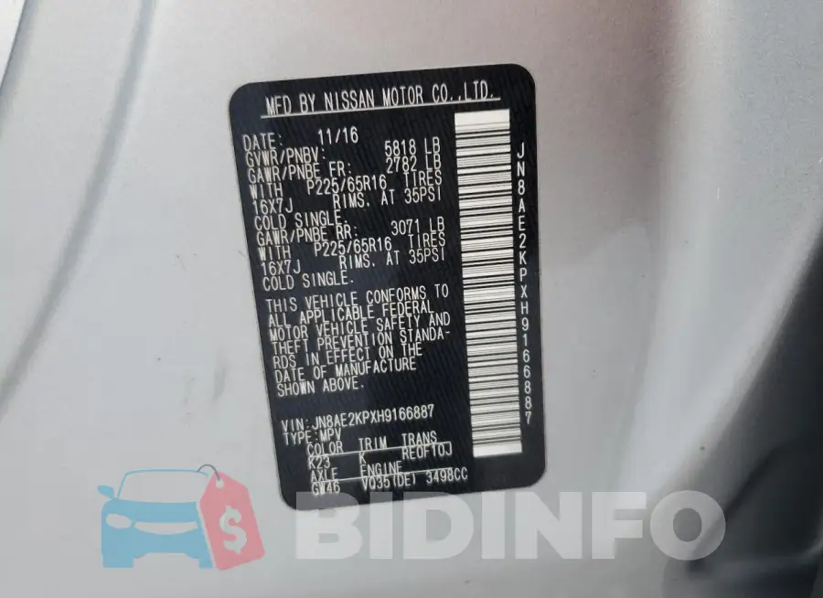 JN8AE2KPXH9166887 Photo# 13