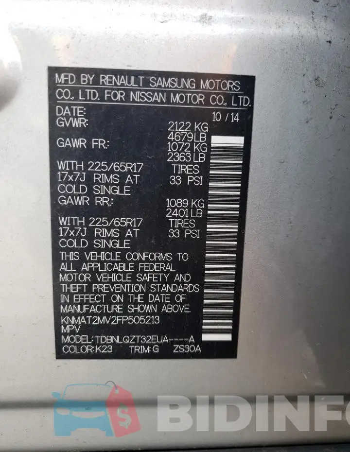 KNMAT2MV2FP505213 Photo# 13