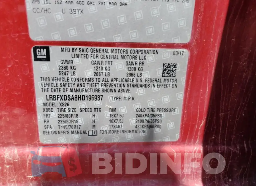 LRBFXDSA8HD196937 Photo# 13