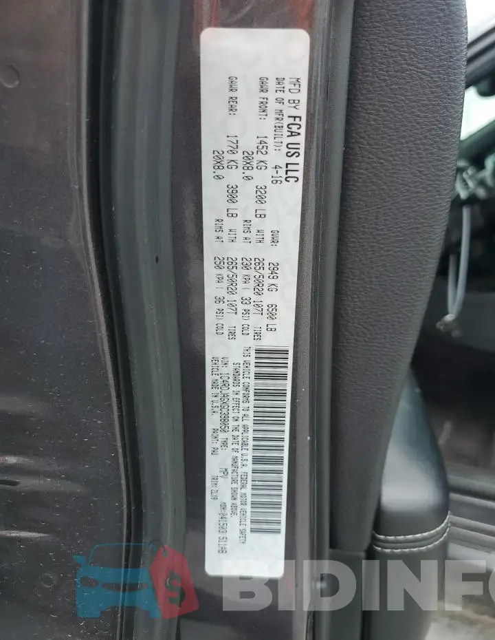 1C4RDJAGXGC398050 Photo# 14