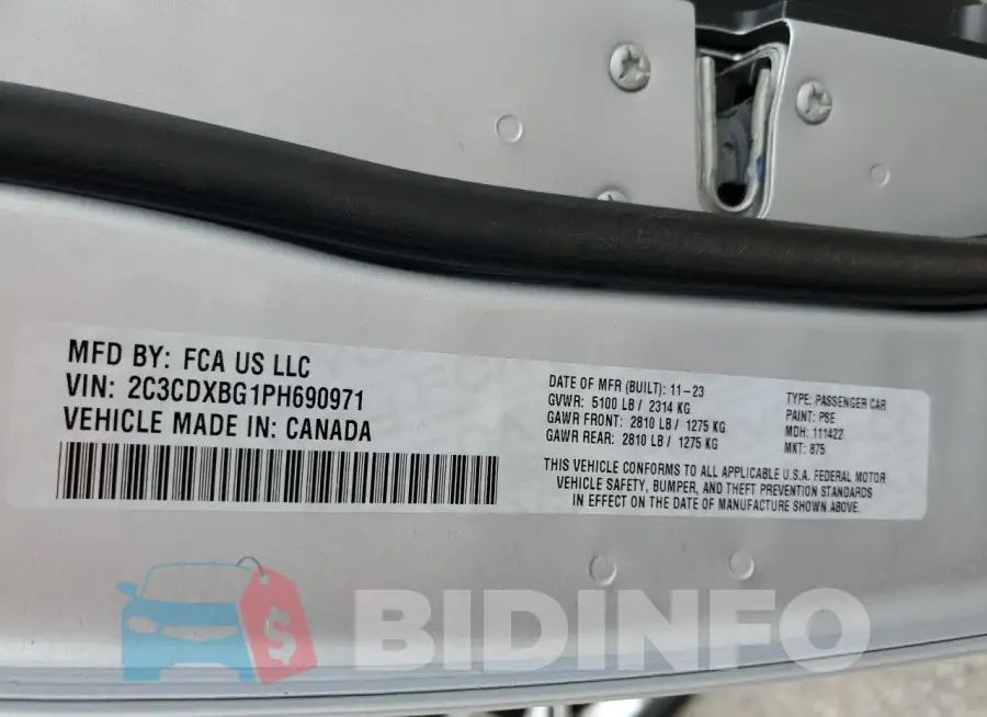 2C3CDXBG1PH690971 Photo# 13