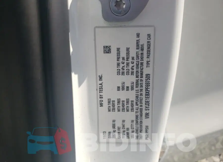 5YJ3E1EBXPF697509 Photo# 12