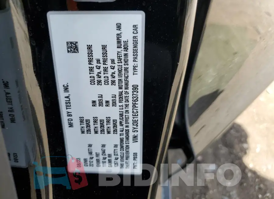5YJ3E1EC7PF637390 Photo# 12