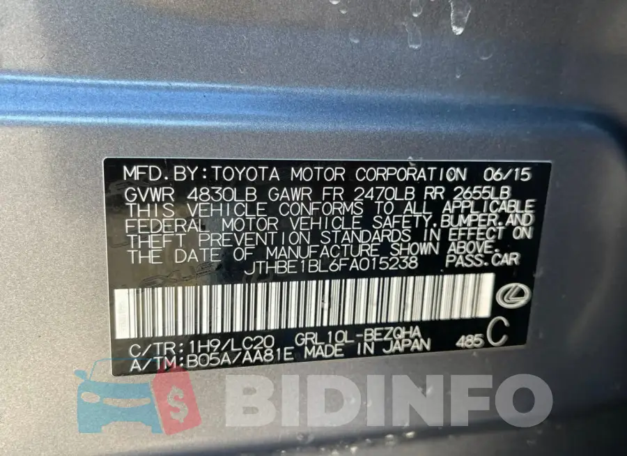 JTHBE1BL6FA015238 Photo# 10