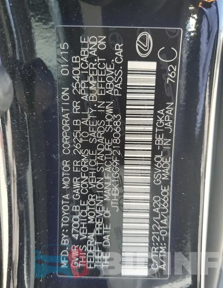 JTHBK1GG9F2180683 Photo# 13