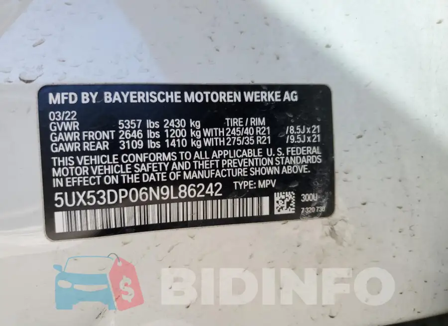 5UX53DP06N9L86242 Photo# 12