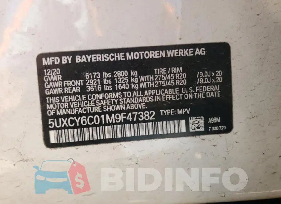5UXCY6C01M9F47382 Photo# 12