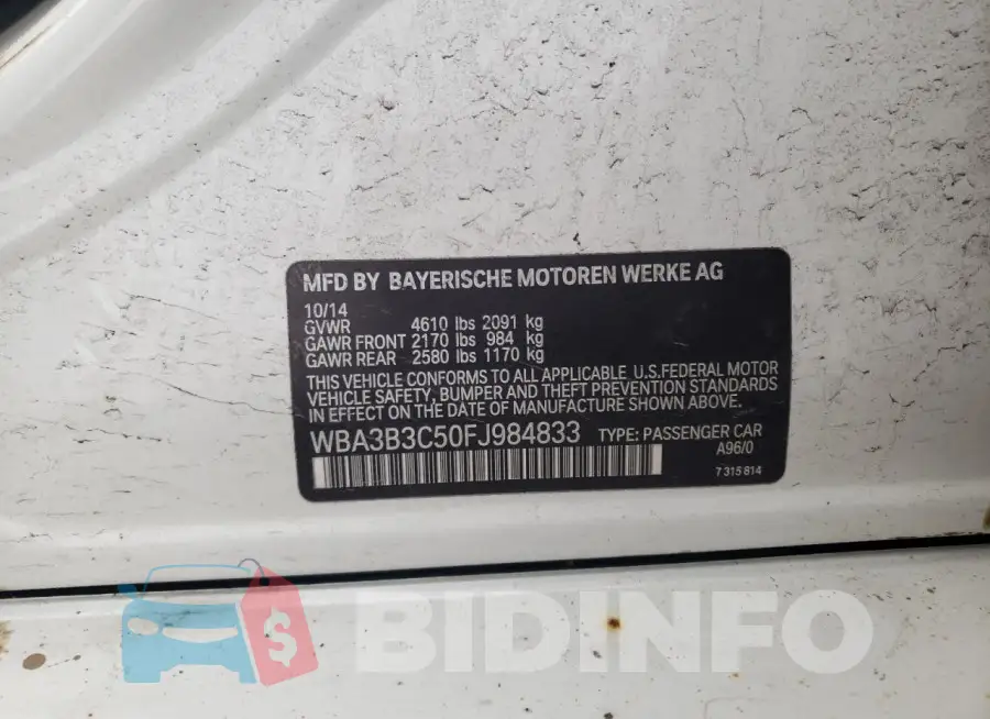 WBA3B3C50FJ984833 Photo# 12