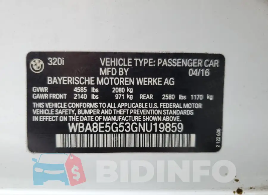 WBA8E5G53GNU19859 Photo# 12